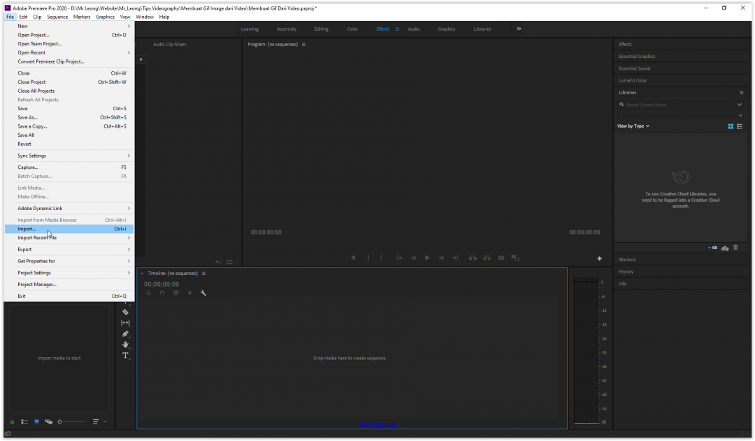 Cara Membuat Animasi Gif dari Video menggunakan Adobe Premiere - Mr Leong