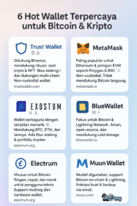 Read more about the article 6 Hot Wallet Terpercaya untuk Bitcoin & Kripto